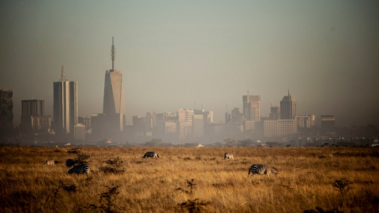 Destinations East Africa | Kenya - Nairobi National Park zebras and city backdrop